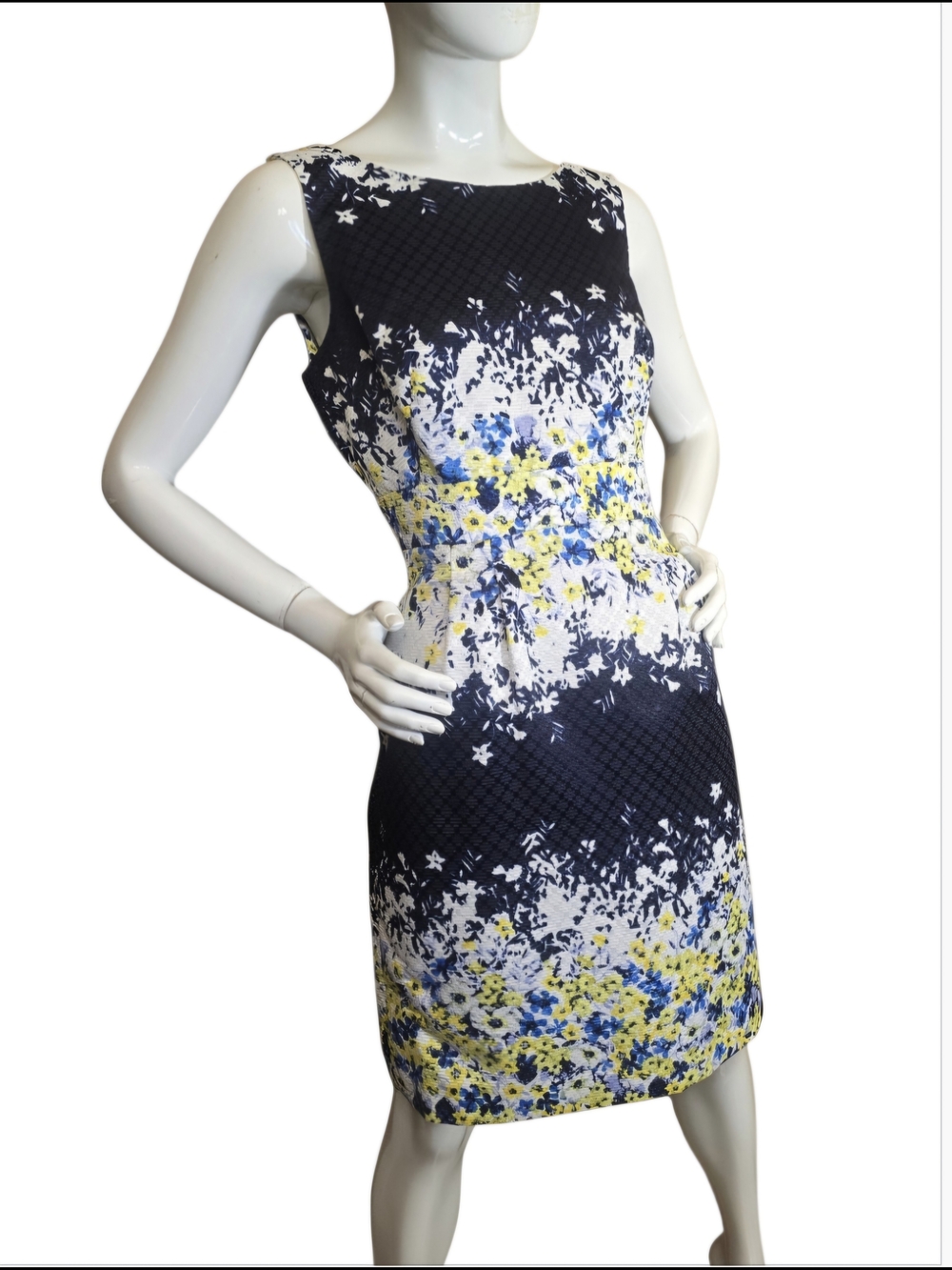 Tahari Arthur S Levine Watercolor Floral Sleeveless Sheath Dress Sz 8